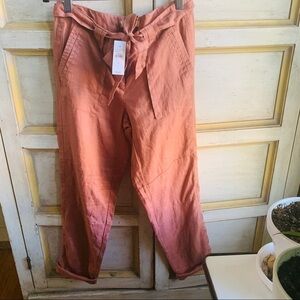 Loft Rose Linen Tie-Waist Pants NWT